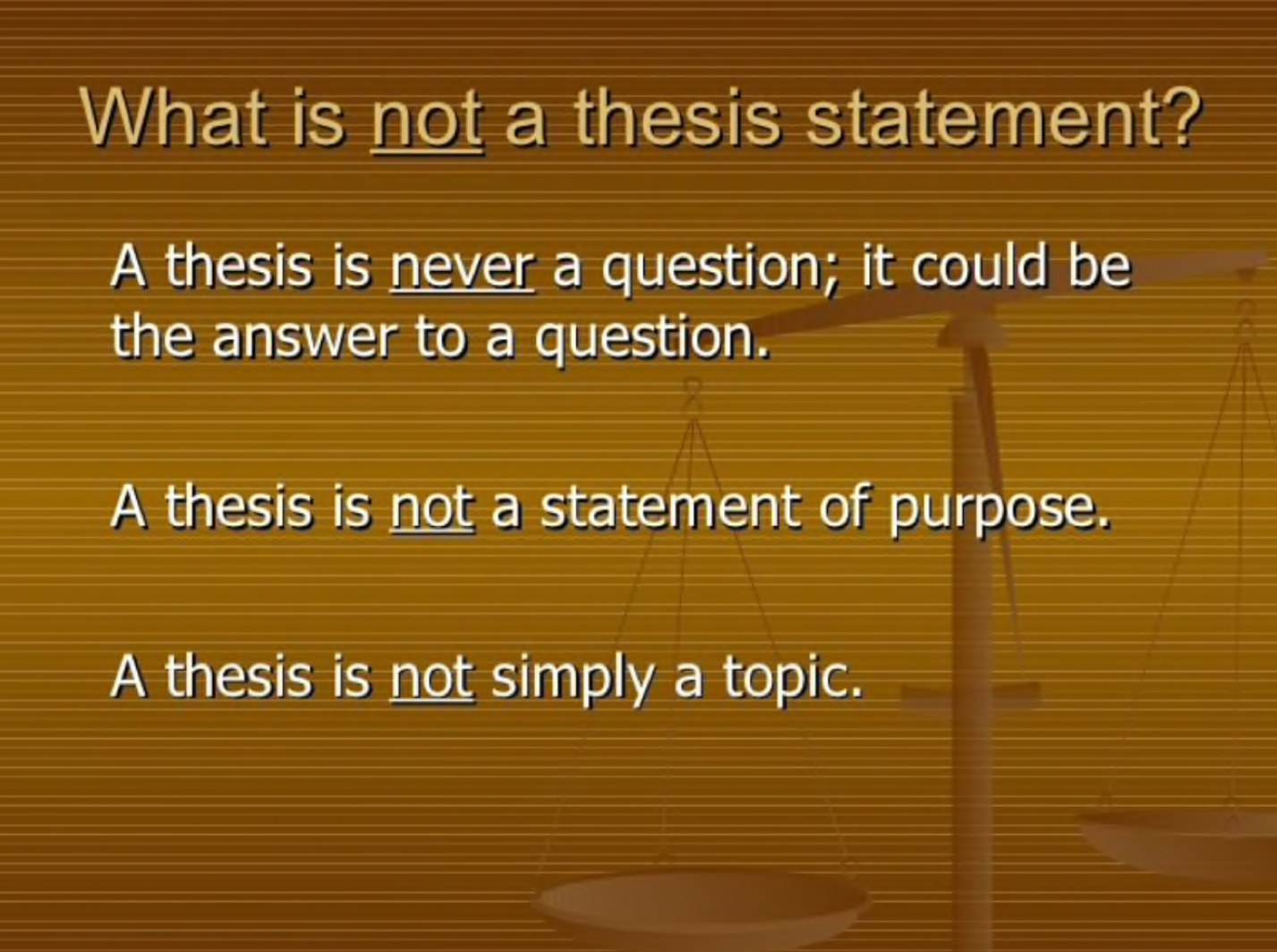 the thesis statement of the speech is always the ____